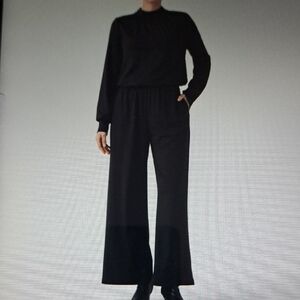 SMALL.  HALARA MOCK NECK LONG SLEEVED RIBBED KNIT JUMPSUIT